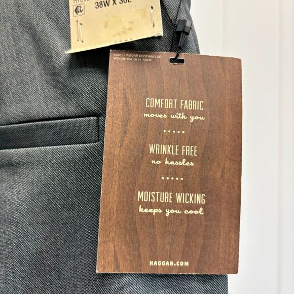 Haggar Straight Fit Men Corpcore Career Dress Pants Size 38X30 Gray Professional - Picture 10 of 10